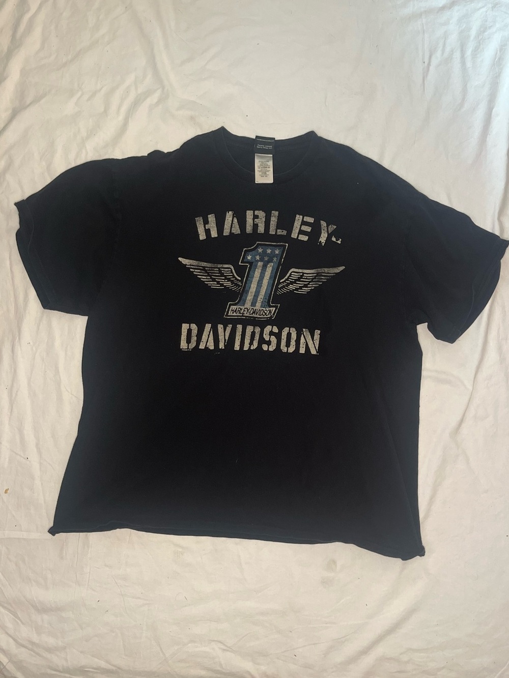 Harley-Davidson Black Short-Sleeve Tee with Number One Wings Graphic